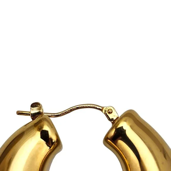 14K Yellow Gold Puffy Hoop Earrings #22716